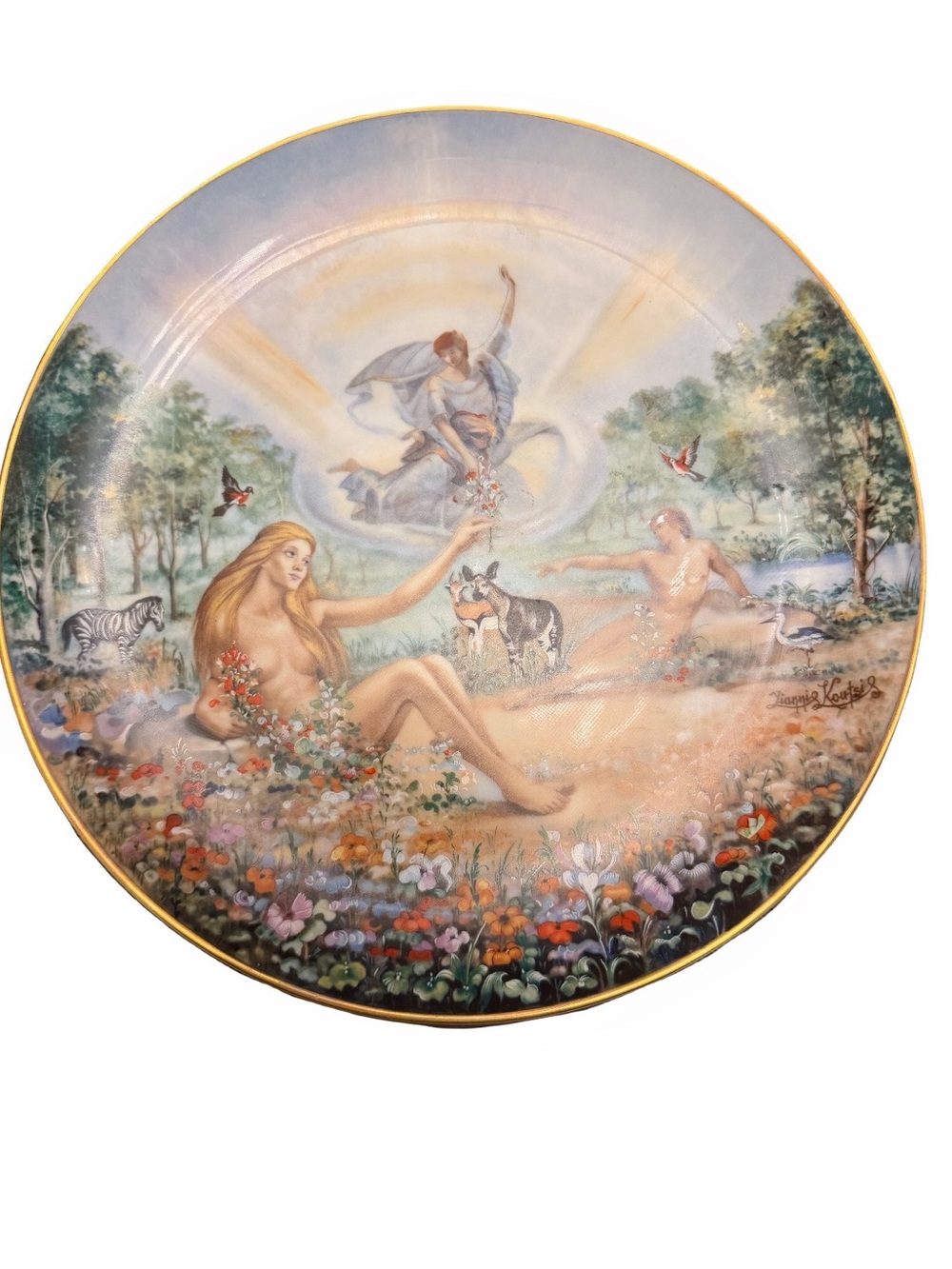 “Adam’s Rib”  Decorative Wall Plate with Pastel Nature Scene